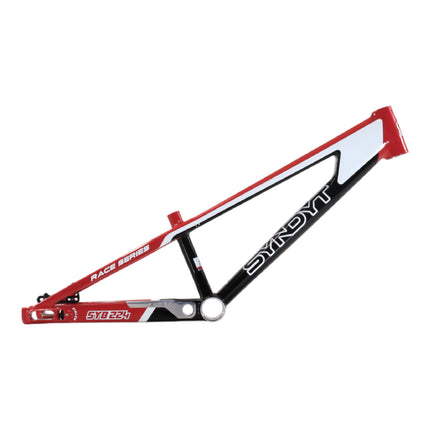 Syndyt 224 Pro XL 24 BMX Cruiser Bike Frame – 22” Top Tube, 6061-T6 Aluminum (4.30 lbs), Tapered 42/52 Head Tube, B52 Tech BB, 10/15/20mm Hubs, 140mm Disc Brake,  Chain Tensioners – Red Bicycle Frame