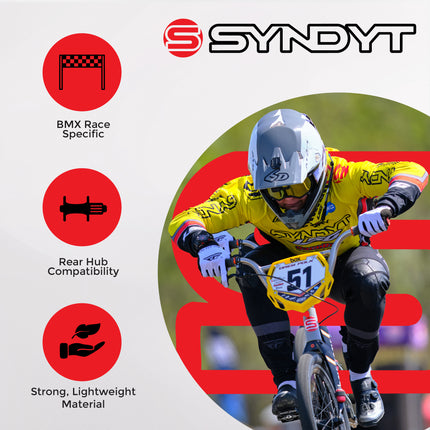 Syndyt 224 Pro XL 24 BMX Cruiser Bike Frame – 22” Top Tube, 6061-T6 Aluminum (4.30 lbs), Tapered 42/52 Head Tube, B52 Tech BB, 10/15/20mm Hubs, 140mm Disc Brake,  Chain Tensioners – Red Bicycle Frame