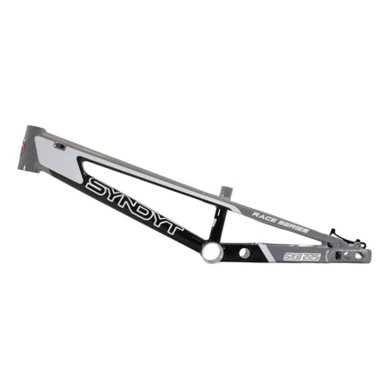 Syndyt 225 Pro 4XL BMX Racing Bike Frame – 22.5” Top Tube, 6061-T6 Aluminum (4.19 lbs), Tapered 42/52 Head Tube, B52 Tech BB, 10/15/20mm Hubs, 140mm Disc Brake, Integrated Chain Tensioners – Gray
