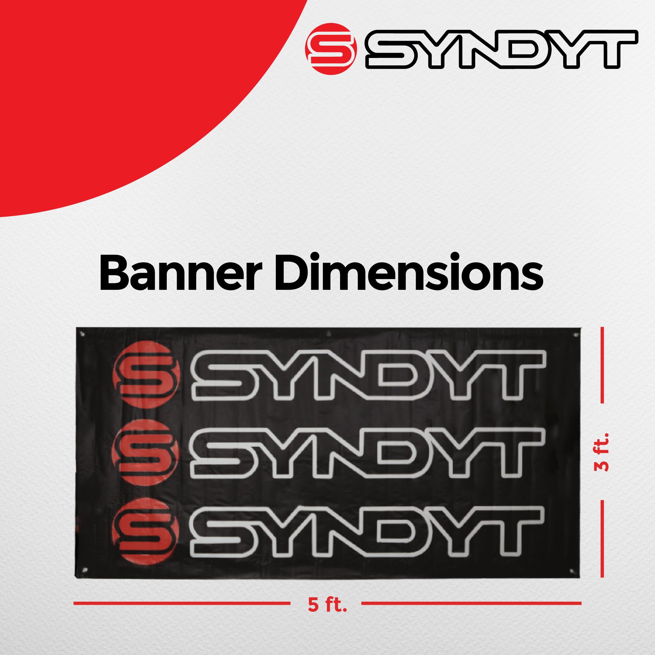 Syndyt Banner (Black) - 3x5 ft Vinyl Banner with 5 Grommets, Durable Indoor/Outdoor Sign for Events and Decorations