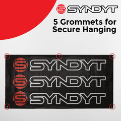 Syndyt Banner (Black) - 3x5 ft Vinyl Banner with 5 Grommets, Durable Indoor/Outdoor Sign for Events and Decorations