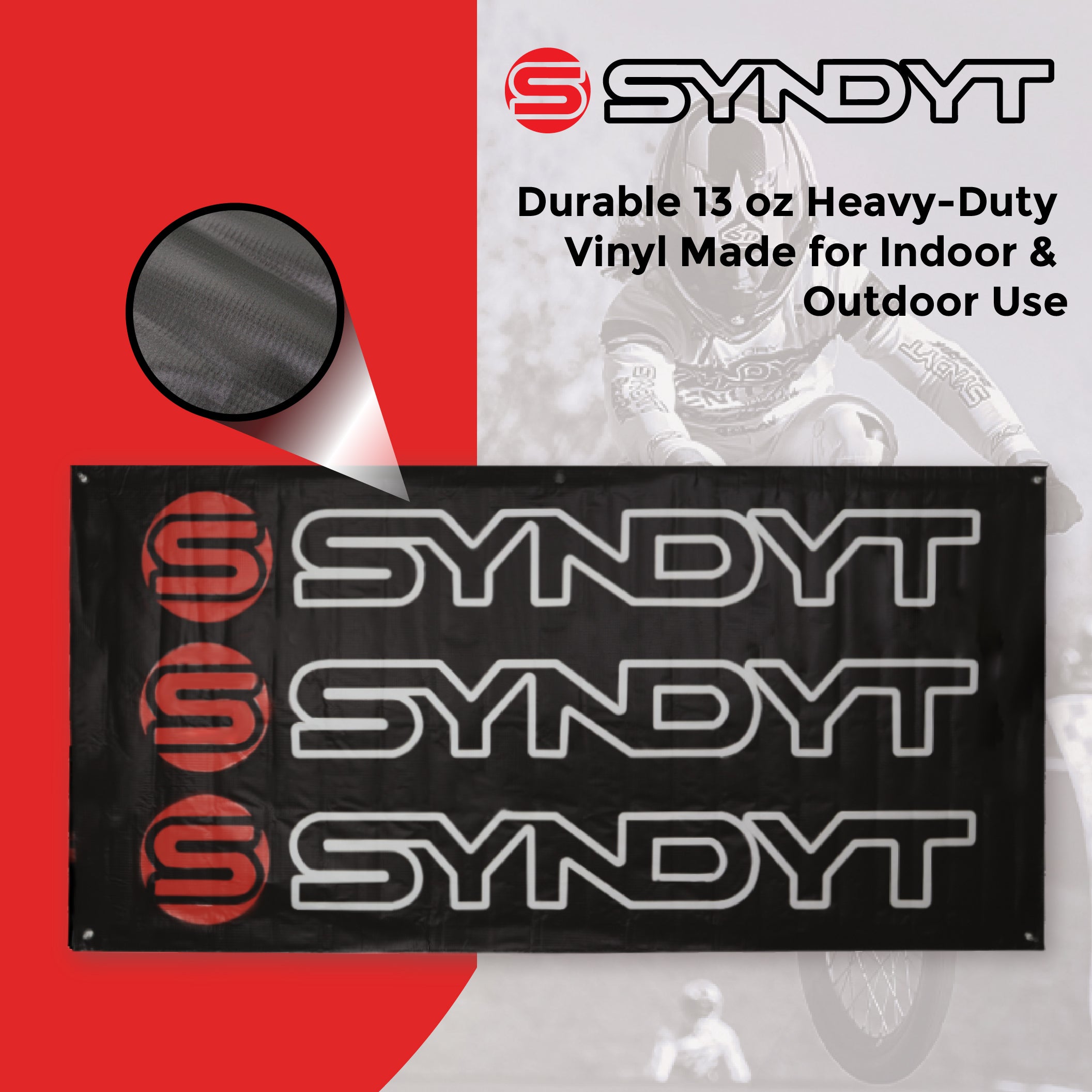 Syndyt Banner (Black) - 3x5 ft Vinyl Banner with 5 Grommets, Durable Indoor/Outdoor Sign for Events and Decorations