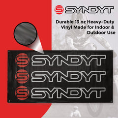 Syndyt Banner (Black) - 3x5 ft Vinyl Banner with 5 Grommets, Durable Indoor/Outdoor Sign for Events and Decorations