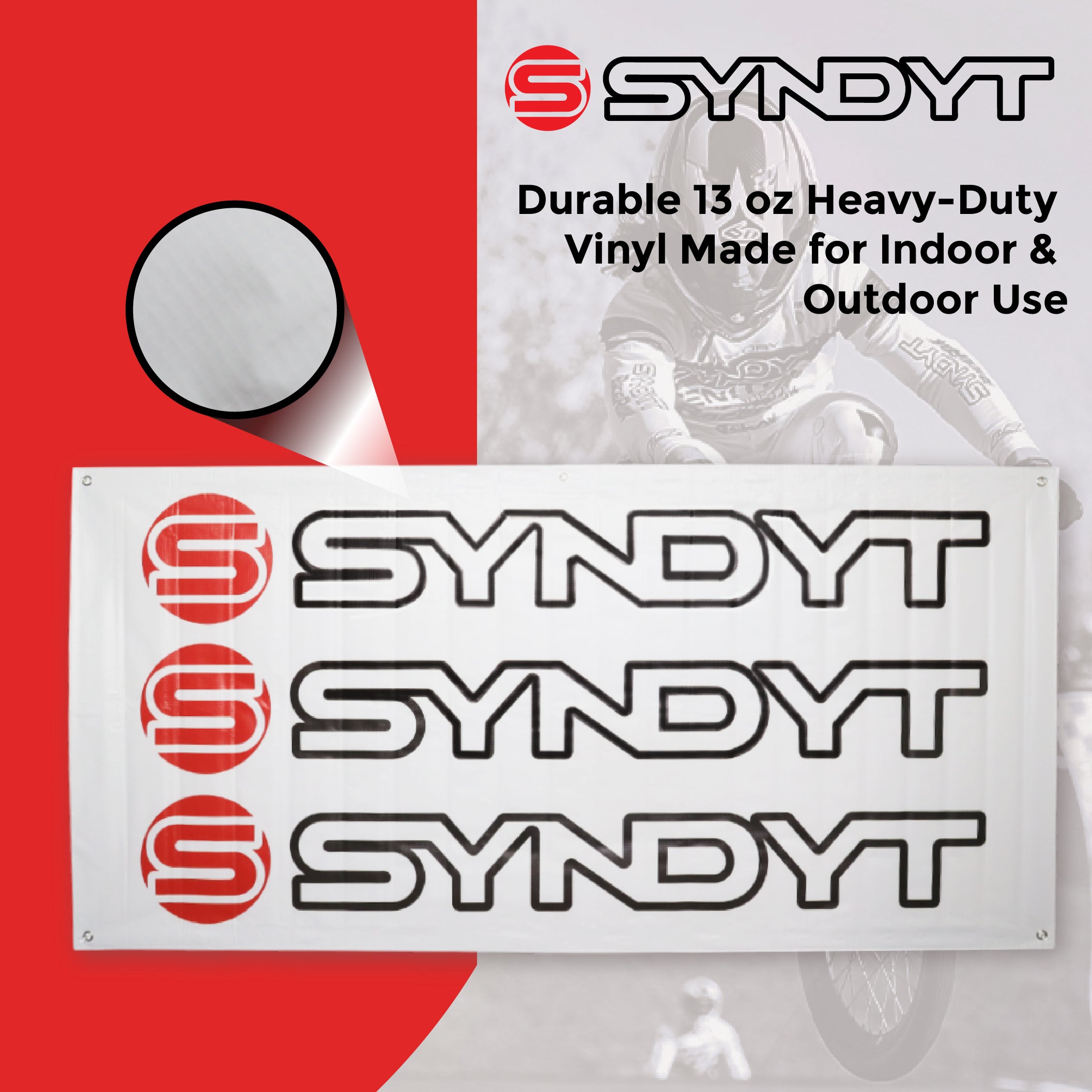 Syndyt Banner (White) - 3x5 ft Vinyl Banner with 5 Grommets, Durable Indoor/Outdoor Sign for Events and Decorations