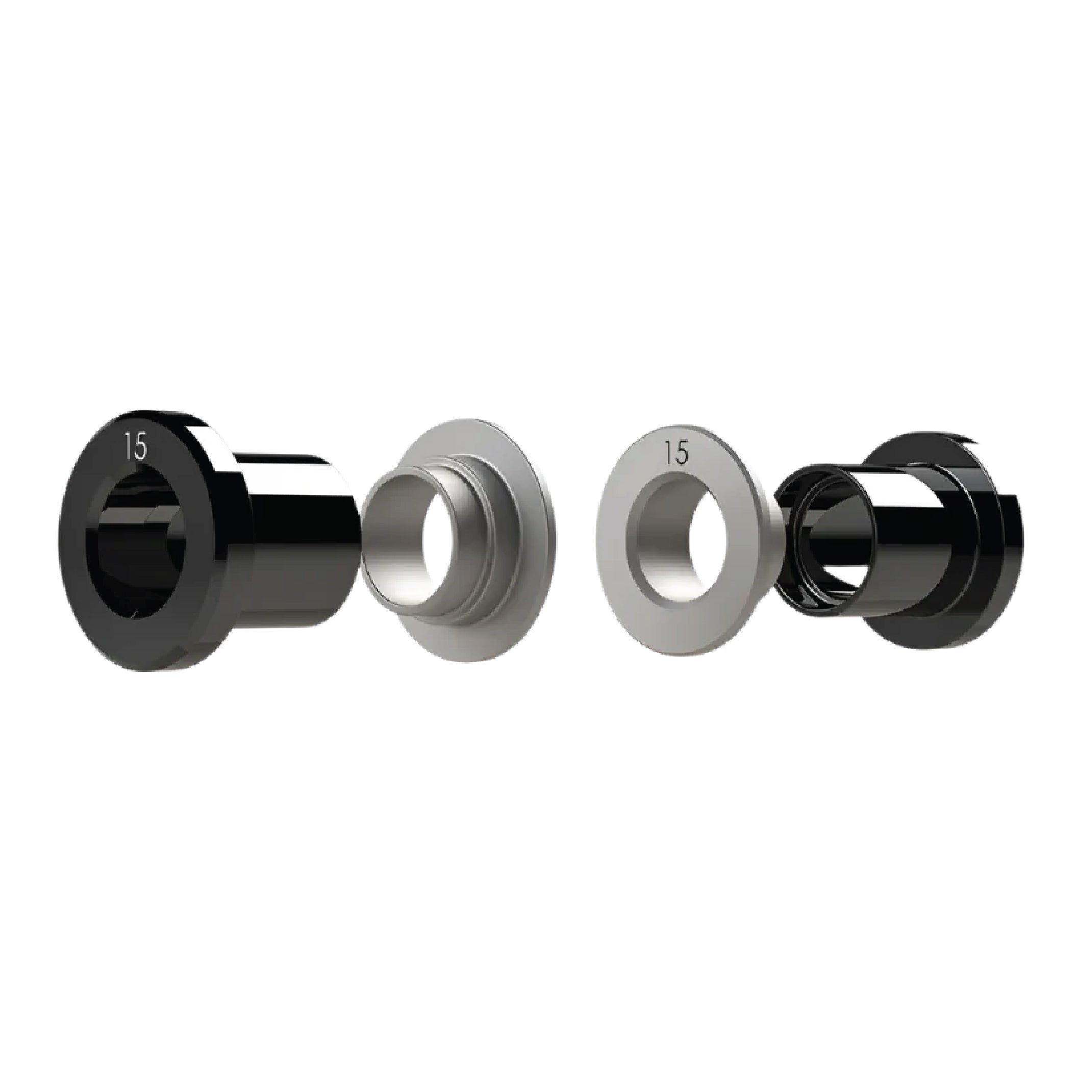 Syndyt Pro BMX Bike Axle Adaptor 15mm - Stainless Steel Flange Washers & 6061 Aluminum Sleeves, Includes 2 Axle Sleeves and 2 Washers for Rigid Frame Connection