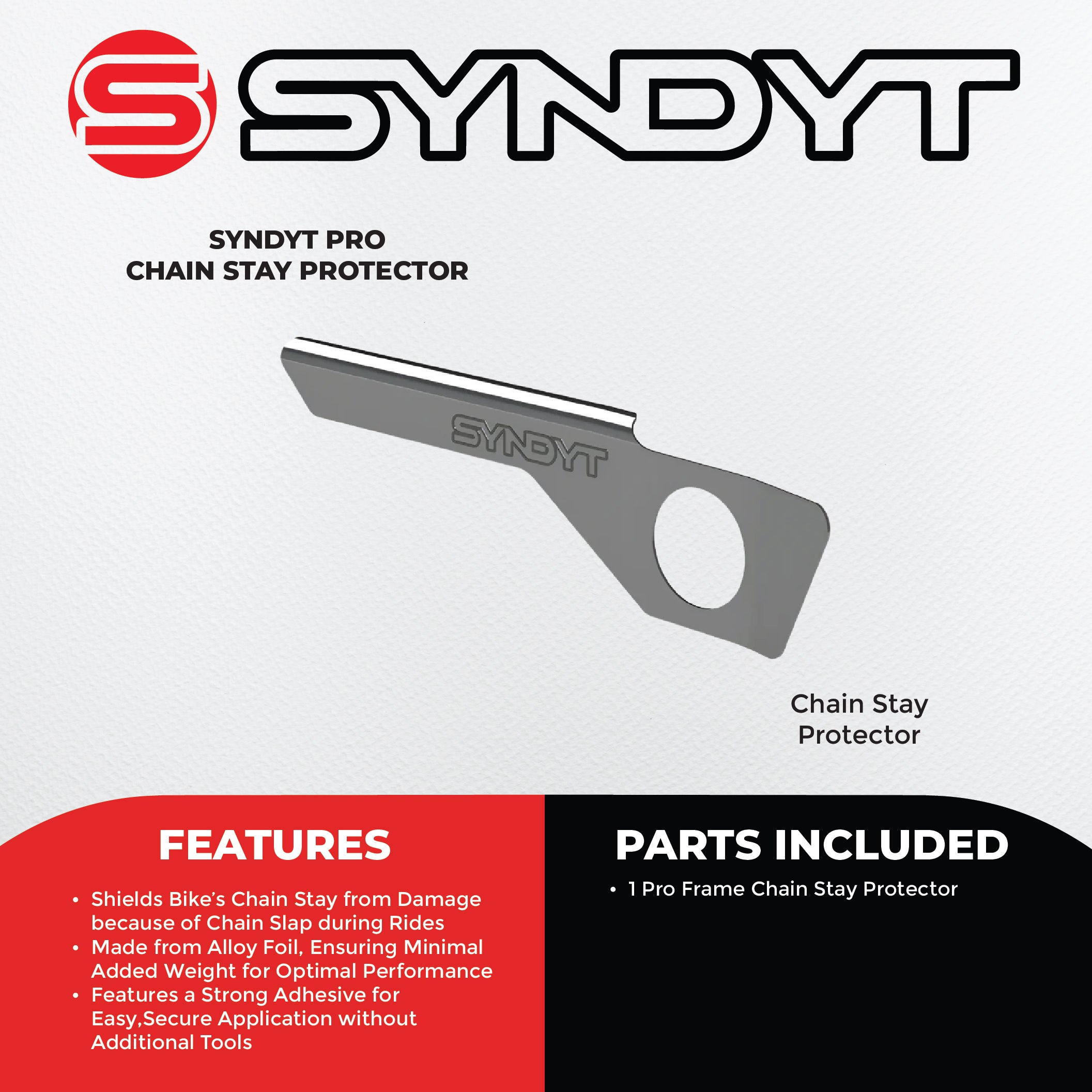 Syndyt Pro Chain Stay Protector for BMX Bikes, Lightweight Alloy Foil with Adhesive Backing for Low-Profile Chain Slap Protection