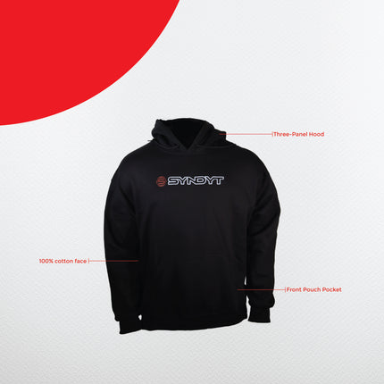 Syndyt Unisex Hoodie - (Black) Soft 65% Ring-Spun Cotton 35% Polyester Blend, Cozy Front Pouch Pocket, 3-Panel Hood with Matching Drawstrings, Durable, for Casual and Layered Wear, Adult Small