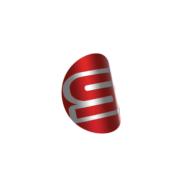 Syndyt BMX Bike Head Tube Badge - Red Anodized Aluminum, Recessed Silver S Logo, 3M Adhesive, Fits EXPERT (1”) BMX Frames