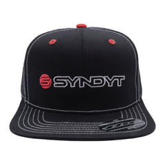 Syndyt Black Mesh Flat Bill Snapback Hat - Breathable Mesh Panels, Adjustable Snap Closure, High-Quality Materials, One Size Fits Most for Outdoor and Casual Wear