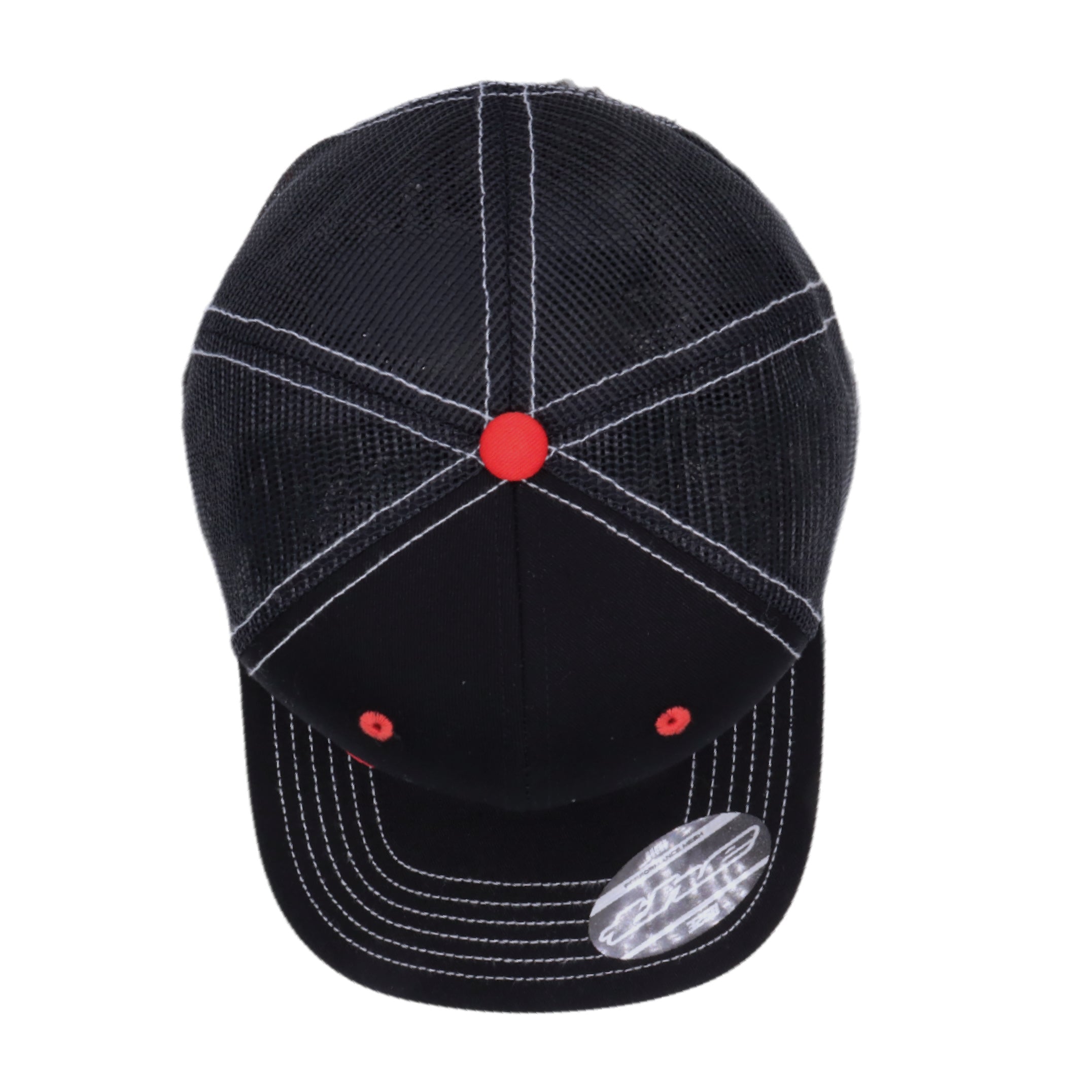 Syndyt Black Mesh Flat Bill Snapback Hat - Breathable Mesh Panels, Adjustable Snap Closure, High-Quality Materials, One Size Fits Most for Outdoor and Casual Wear