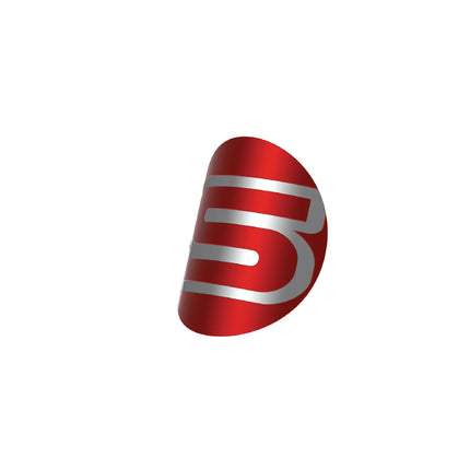 Syndyt BMX Bike Head Tube Badge - Red Anodized Aluminum, Recessed Silver S Logo, 3M Adhesive, Fits PRO (1-1/8”) BMX Frames