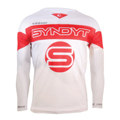 SYNDYT Performance Jersey - Premium Poly-Cotton Blend, Micro-Perforated, V-Neck, Tight-Fit Sleeves for BMX/eBMX Racing, Size Adult Large