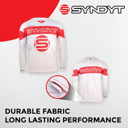 SYNDYT Performance Jersey - Premium Poly-Cotton Blend, Micro-Perforated, V-Neck, Tight-Fit Sleeves for BMX/eBMX Racing, Size Adult Medium