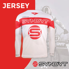 SYNDYT Performance Jersey - Premium Poly-Cotton Blend, Micro-Perforated, V-Neck, Tight-Fit Sleeves for BMX/eBMX Racing, Size Kids X-Small