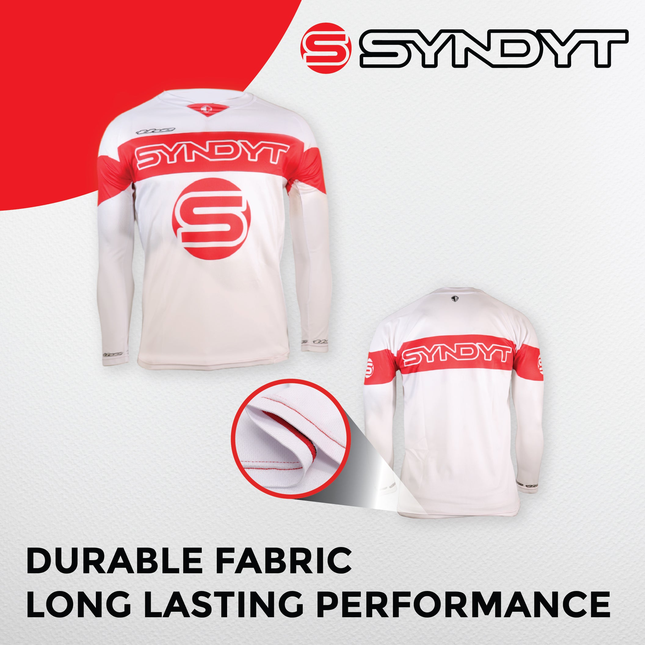 SYNDYT Performance Jersey - Premium Poly-Cotton Blend, Micro-Perforated, V-Neck, Tight-Fit Sleeves for BMX/eBMX Racing, Size Kids X-Small