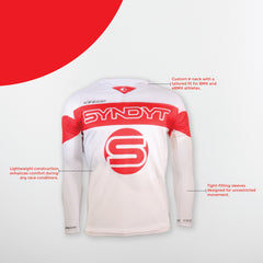 SYNDYT Performance Jersey - Premium Poly-Cotton Blend, Micro-Perforated, V-Neck, Tight-Fit Sleeves for BMX/eBMX Racing, Size Kids Large