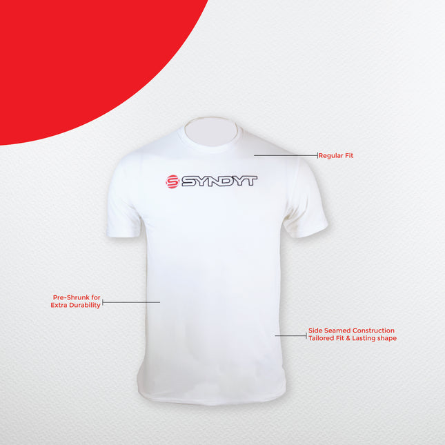 Syndyt Men's Women's Short Sleeve T-Shirt, Soft Cotton Blend Crewneck Tee, Lightweight Comfort Fit Casual Shirt for Gym, Workout, Lounge or Everyday Wear - White (Small)
