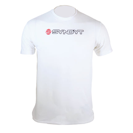 Syndyt Men's Women's Short Sleeve T-Shirt, Soft Cotton Blend Crewneck Tee, Lightweight Comfort Fit Casual Shirt for Gym, Workout, Lounge or Everyday Wear - White (X-Large)
