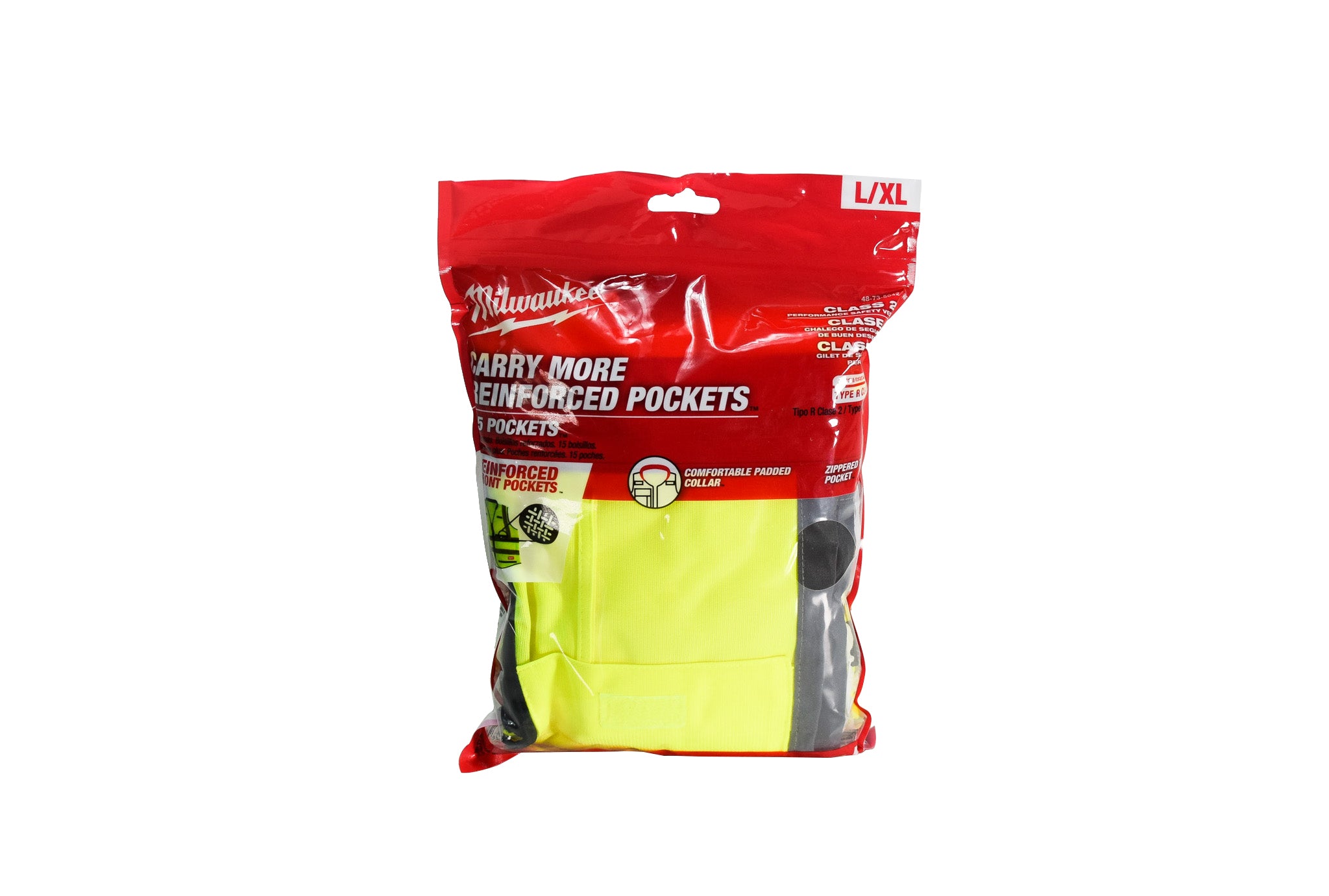 Milwaukee 48-73-5042 Performance Large/X-Large Yellow Class 2 High Visibility Safety Vest with 15 Pockets