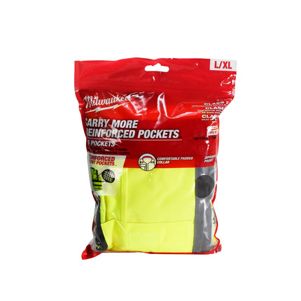 Milwaukee 48-73-5042 Performance Large/X-Large Yellow Class 2 High Visibility Safety Vest with 15 Pockets