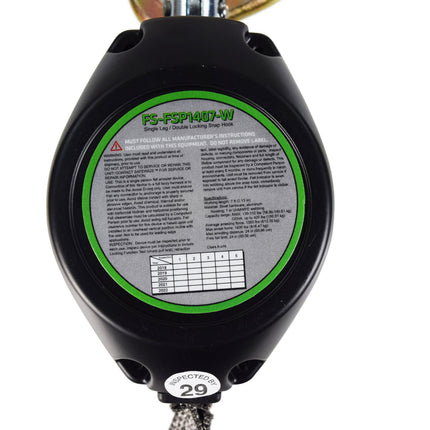 SafeWaze FS-FSP1407-W Class A 7' Web Retractable w/ Double-Locking Snap Hook