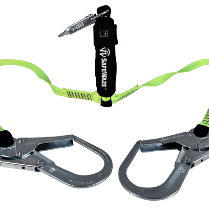 SafeWaze FS566 6’ Adjustable Dual-Leg Energy Absorbing Lanyard w/ Rebar Hooks