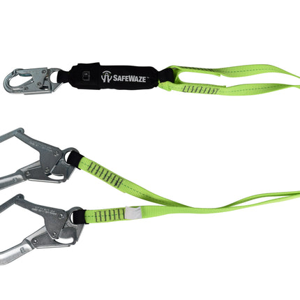 SafeWaze FS566 6’ Adjustable Dual-Leg Energy Absorbing Lanyard w/ Rebar Hooks