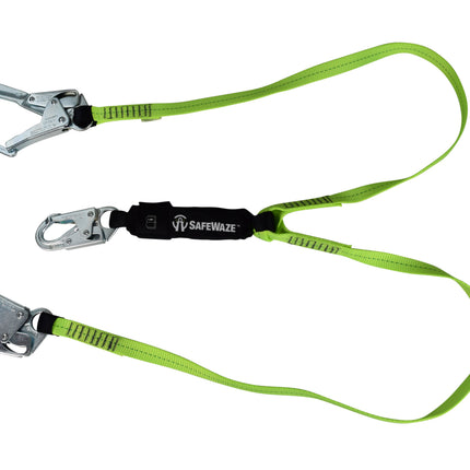 SafeWaze FS566 6’ Adjustable Dual-Leg Energy Absorbing Lanyard w/ Rebar Hooks