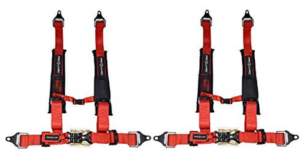 PROGUARD Red 4-Point Harness with 2" Nylon Straps (2 Pck)- Universal Off-Road Safety Belt fits Polaris, Can-Am, Kawasaki, Yamaha UTVs, ATVs, Side-by-Sides