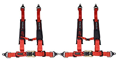 PROGUARD Red 4-Point Harness with 2" Nylon Straps (2 Pck)- Universal Off-Road Safety Belt fits Polaris, Can-Am, Kawasaki, Yamaha UTVs, ATVs, Side-by-Sides