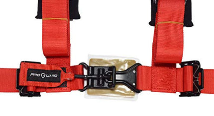 PROGUARD Red 4-Point Harness with 2" Nylon Straps (2 Pck)- Universal Off-Road Safety Belt fits Polaris, Can-Am, Kawasaki, Yamaha UTVs, ATVs, Side-by-Sides