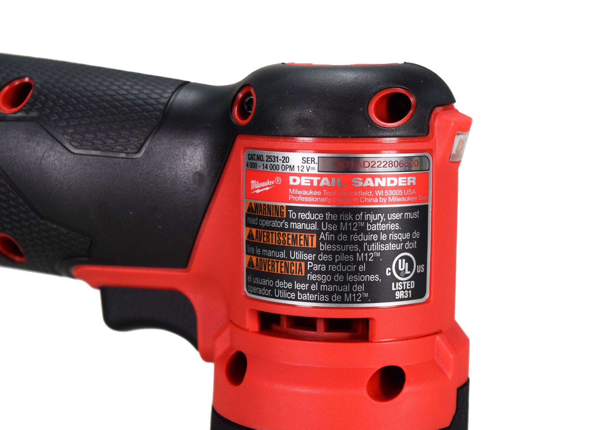 Milwaukee 2531-20 M12 FUEL 12-Volt Lithium-Ion Brushless Cordless Orbital Detail Sander (Tool-Only)