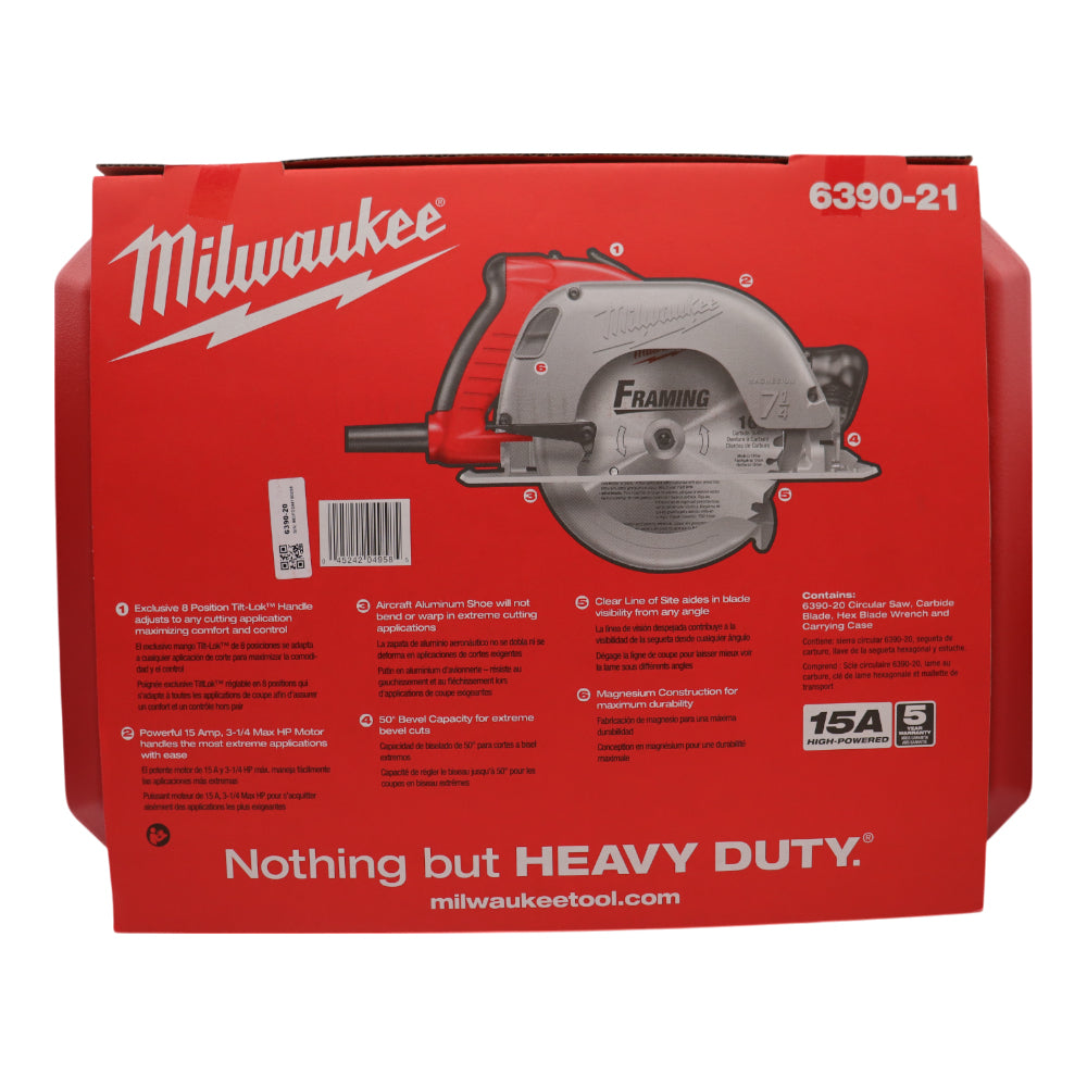 Milwaukee 6390-21 7-1/4-Inch 15-Amp Tilt-Lok Circular Saw with Case