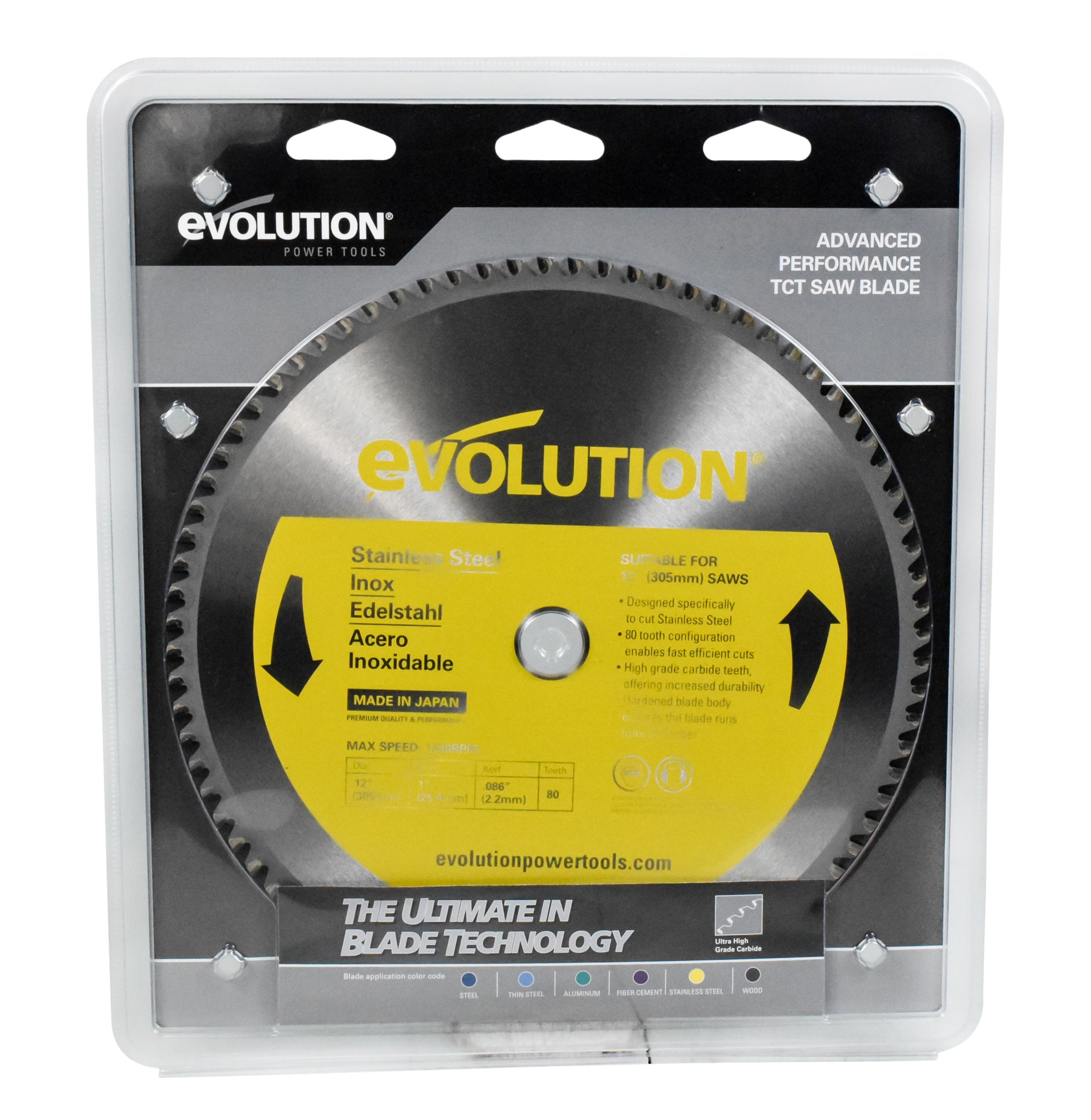 Evolution Power Tools 12BLADESS Stainless Steel Cutting Saw Blade, 12-Inch x 80-Tooth