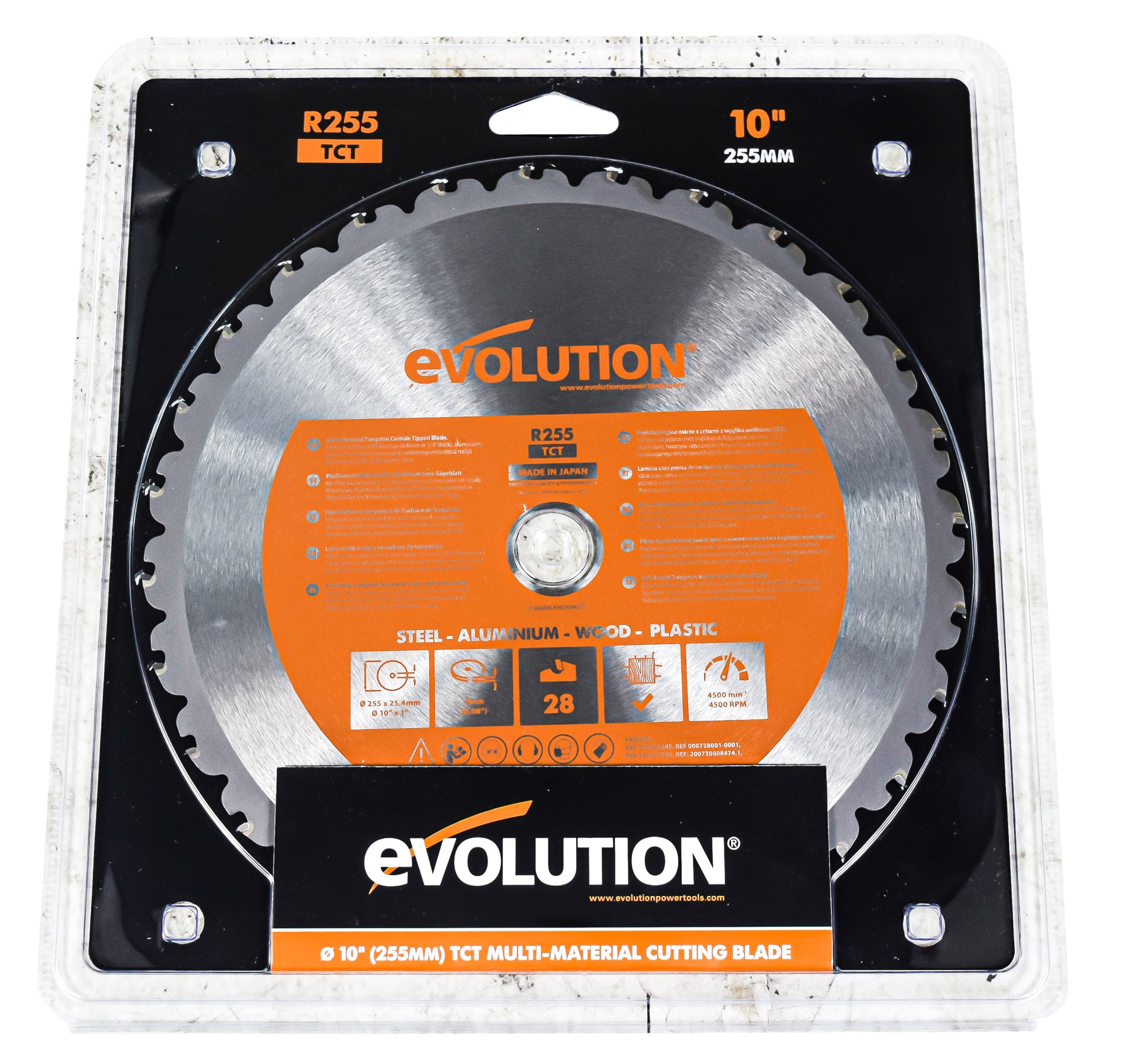 Evolution Power Tools RAGE255BLADE Saw Blade 10 in. Multipurpose Carbide Dry Cut (CLONE)