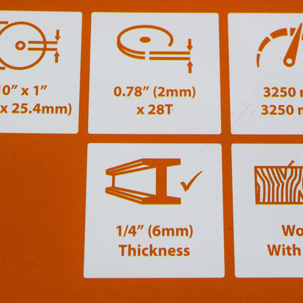 Evolution Power Tools RAGE255BLADE Saw Blade 10 in. Multipurpose Carbide Dry Cut (CLONE)