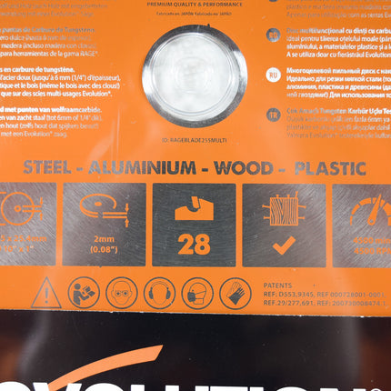 Evolution Power Tools RAGE255BLADE Saw Blade 10 in. Multipurpose Carbide Dry Cut