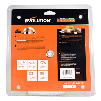 Evolution Power Tools RAGE255BLADE Saw Blade 10 in. Multipurpose Carbide Dry Cut