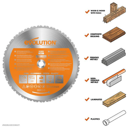 Evolution Power Tools RAGE355Blade Multi-Purpose Cutting Blade