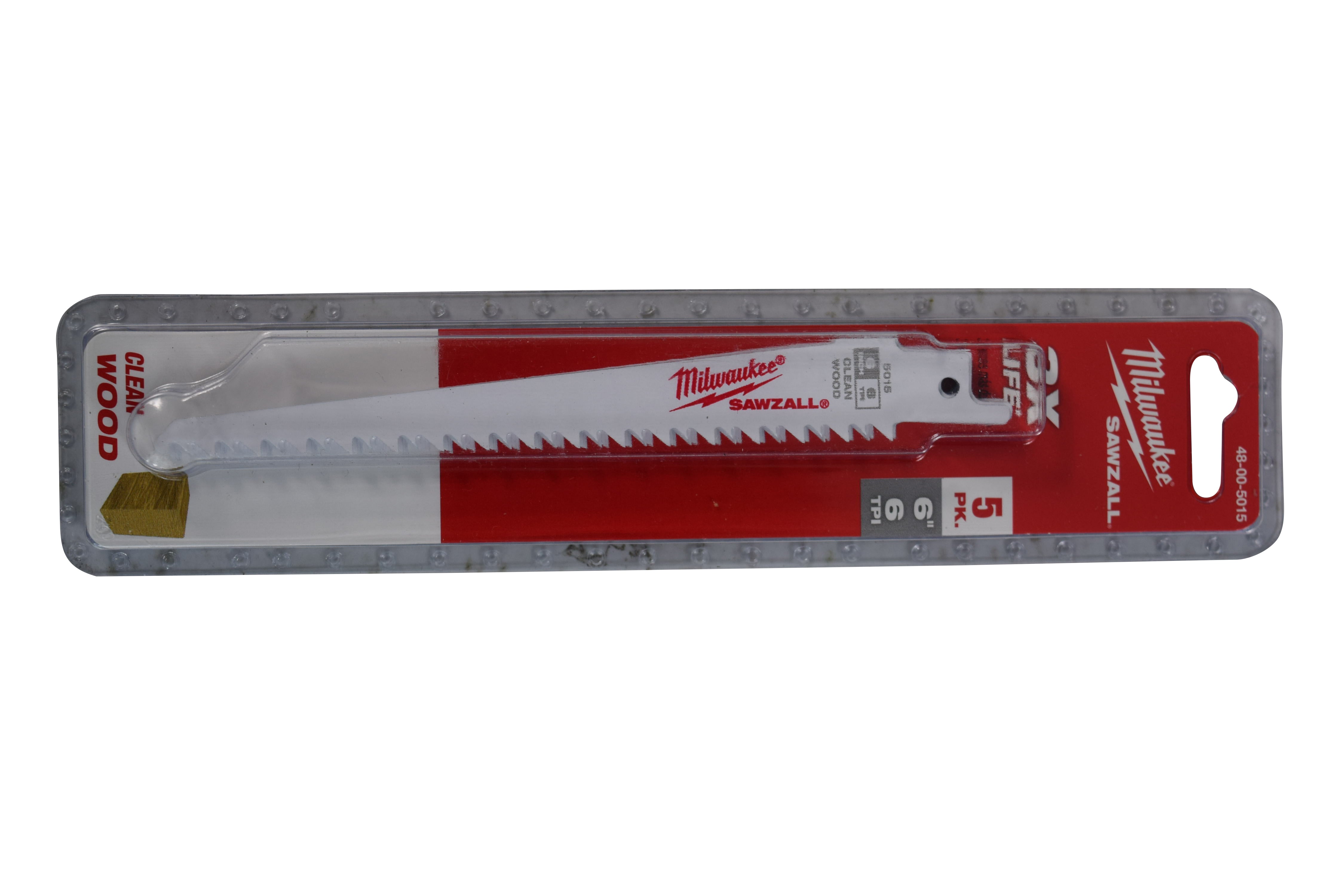 MILWAUKEE 48-00-5015 6"L x 6 TPI Wood Cutting Bi-Metal Reciprocating Saw Blade