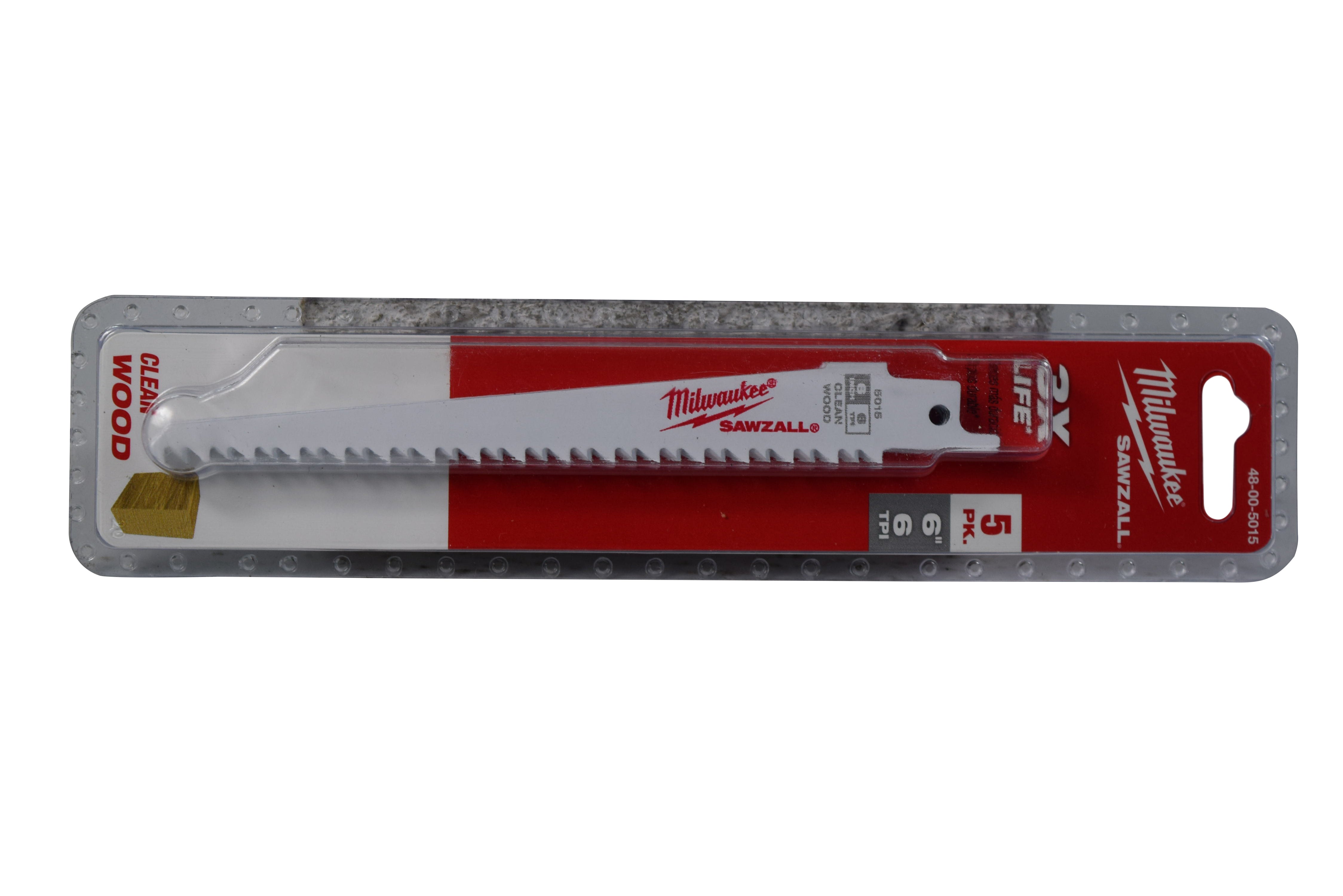 MILWAUKEE 48-00-5015 6"L x 6 TPI Wood Cutting Bi-Metal Reciprocating Saw Blade