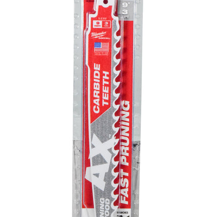 Milwaukee 48-00-5232 9" 3 TPI Carbide Teeth Wood SAWZALL Reciprocating Saw Blade