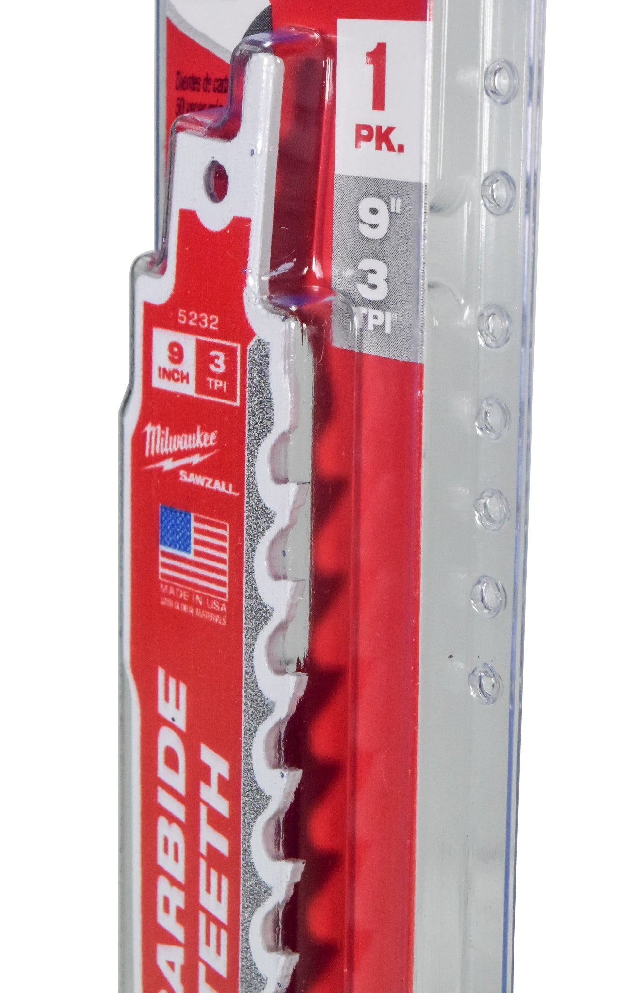 Milwaukee 48-00-5232 9" 3 TPI Carbide Teeth Wood SAWZALL Reciprocating Saw Blade