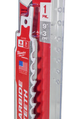 Milwaukee 48-00-5232 9" 3 TPI Carbide Teeth Wood SAWZALL Reciprocating Saw Blade