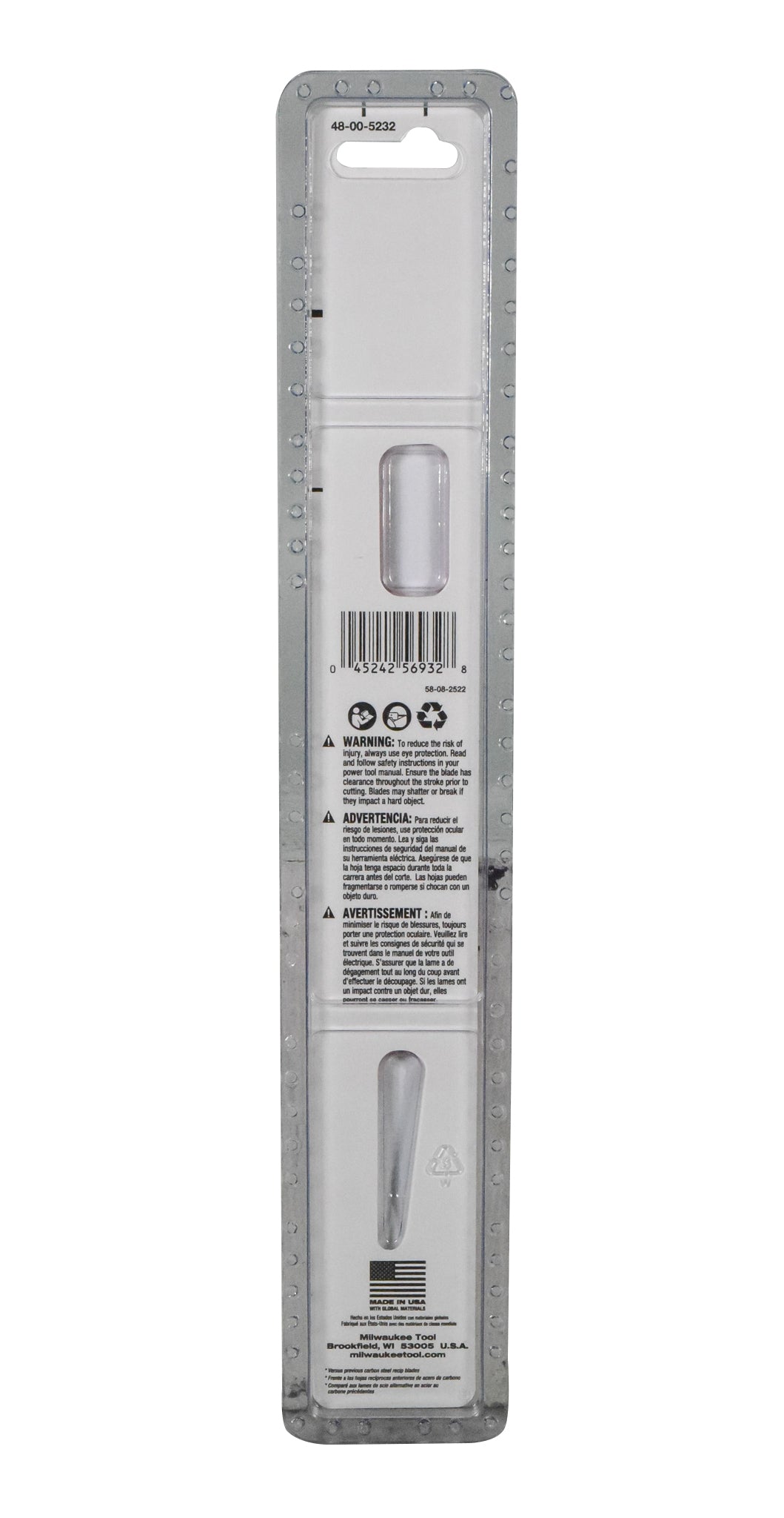 Milwaukee 48-00-5232 9" 3 TPI Carbide Teeth Wood SAWZALL Reciprocating Saw Blade