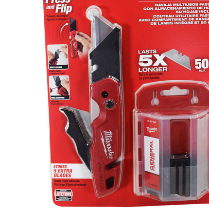 Milwaukee 48-22-1504 FASTBACK w/ Storage & 50PC General Utility Blades Set