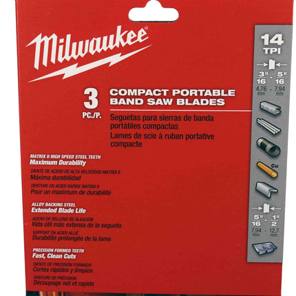 Milwaukee 48-39-0519 35-3/8 in. 14 TPI Compact Portable Band Saw Blade 3-Pack