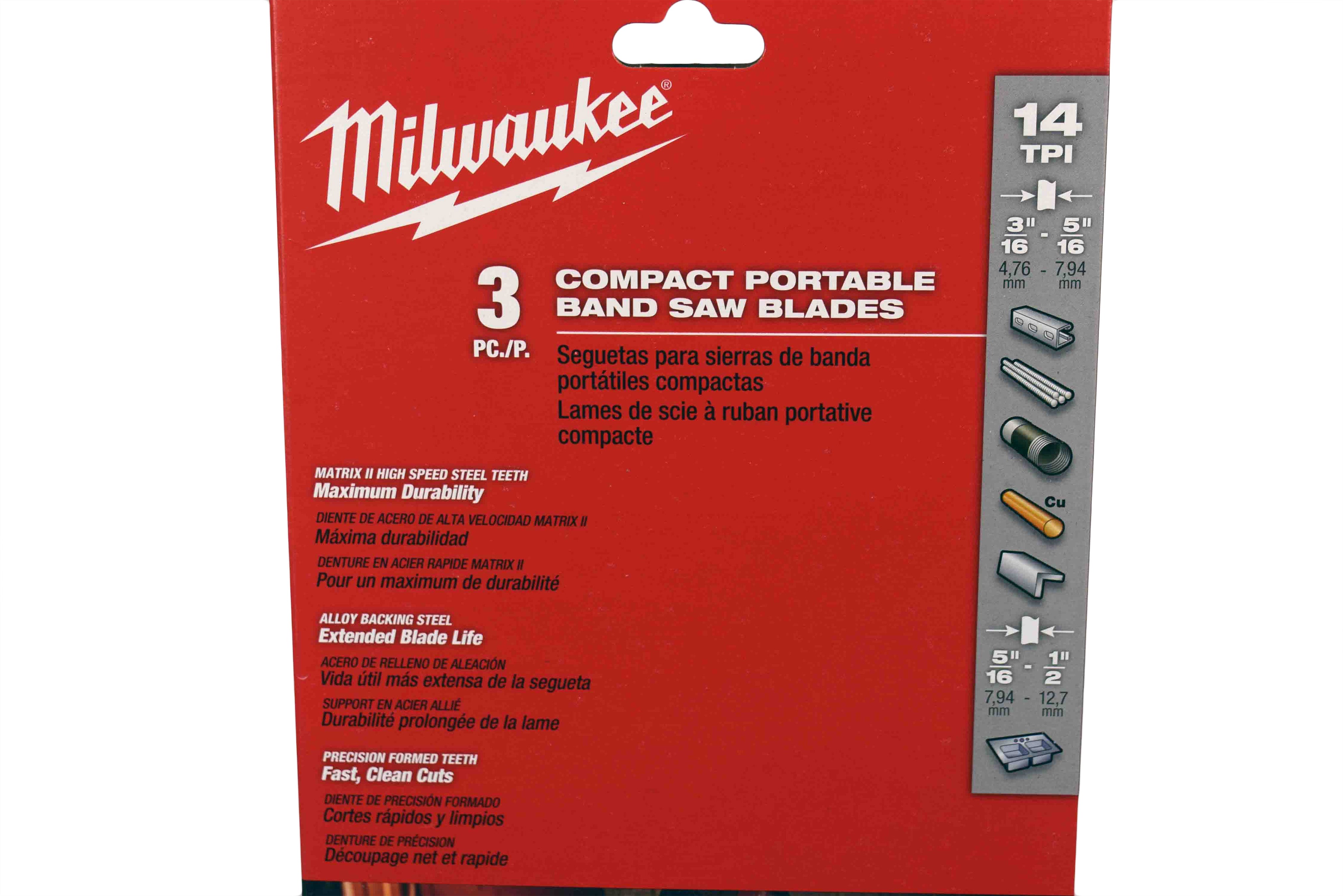 Milwaukee 48-39-0519 35-3/8 in. 14 TPI Compact Portable Band Saw Blade 3-Pack