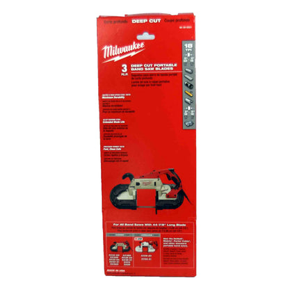 Milwaukee 48-39-0521 18 TPI Standard Deep Cut Band Saw Blade 3 Pack