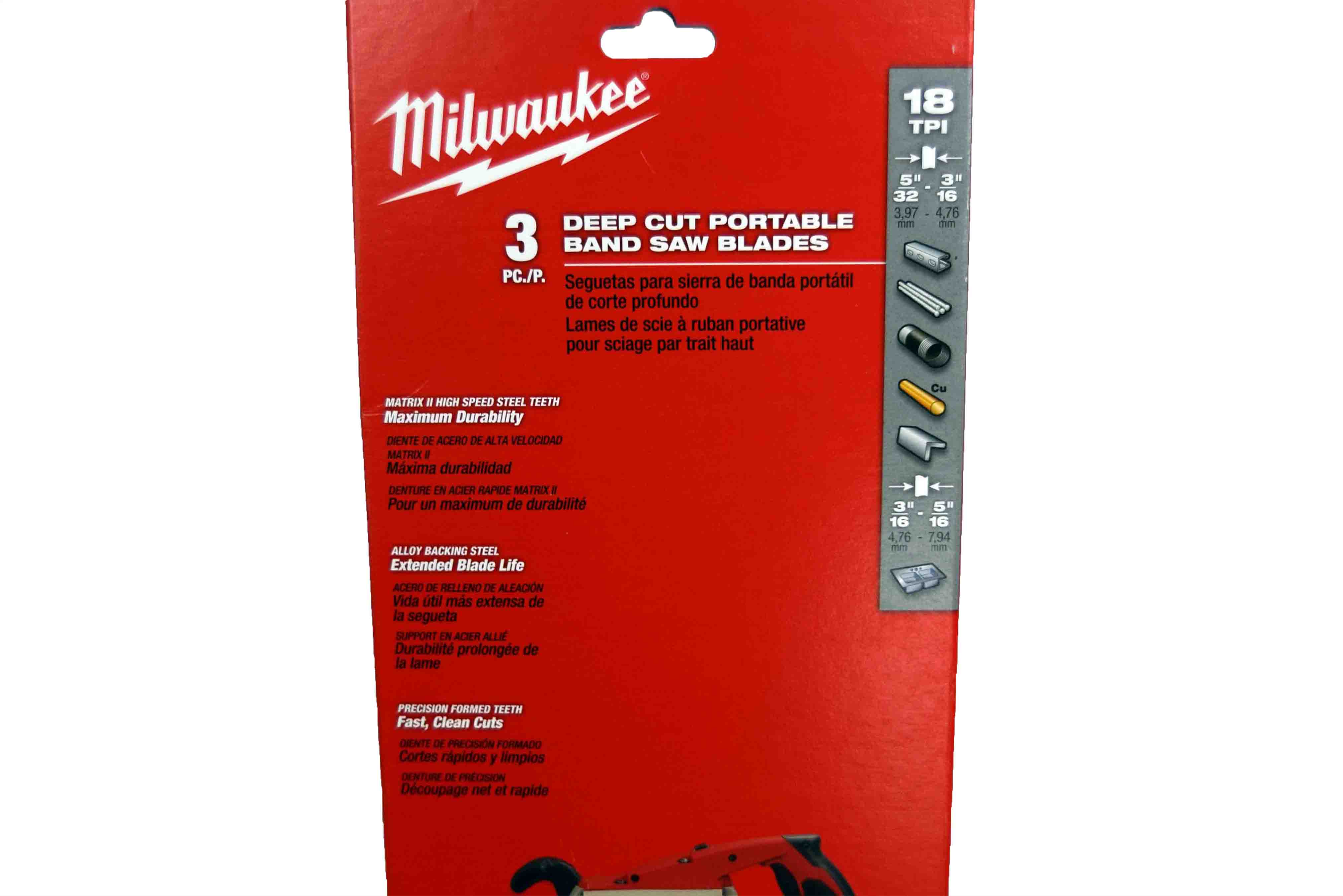Milwaukee 48-39-0521 18 TPI Standard Deep Cut Band Saw Blade 3 Pack